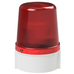deegee Series B IP66 Standard Power LED Strobe Beacon 24-230Vuc with White Base 135mm x 94mm ⌀ Red