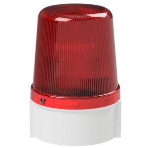 deegee Series B IP66 Standard Power LED Strobe Beacon 12-24Vuc with White Base 135mm x 94mm ⌀ Red