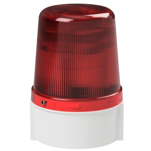 deegee Series B IP66 High Power LED Strobe Beacon 24-230Vuc with White Base 135mm x 94mm ⌀ Red