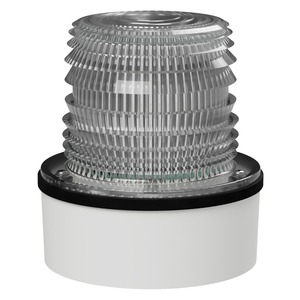 deegee PSL IP65 Pulsed Eco-LED Beacon 24-230Vuc White Base 133mm x 123mm dia. Clear