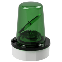 deegee RFE IP65 Rotating Mirror Beacon 12-48Vdc White Base 194mm x 146mm dia. Green