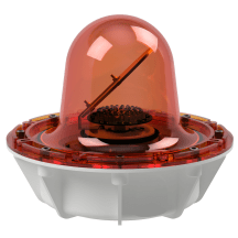 deegee RFG IP68 Rotating Mirror Beacon 12-48Vdc White Base 220mm x 256mm dia. Amber