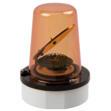 deegee RFE IP65 Rotating Mirror Beacon 115-230Vuc White Base 194mm x 146mm dia. Amber