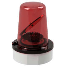 deegee RFE IP65 Rotating Mirror Beacon 12-48Vdc White Base 194mm x 146mm dia. Red