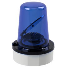 deegee RFE IP65 Rotating Mirror Beacon 12-48Vdc White Base 194mm x 146mm dia. Blue