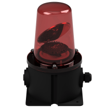 deegee RFT IP65 Rotating Mirror Beacon 12-48Vdc Black Base 250mm x 150mm x 150mm Red