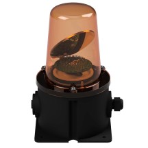 deegee RFT IP65 Rotating Mirror Beacon 12-48Vdc Black Base 250mm x 150mm x 150mm Amber