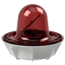 deegee RFG IP68 Rotating Mirror Beacon 12-48Vdc White Base 220mm x 256mm dia. Red